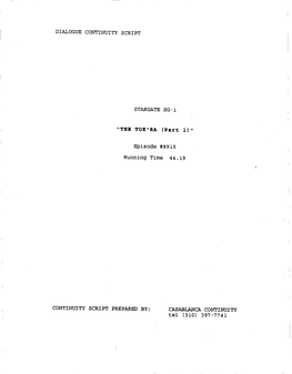 Dialogue Continuity Script Stargate Sg- 1