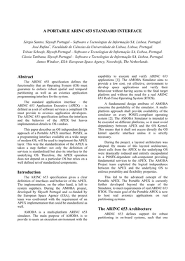 A PORTABLE ARINC 653 STANDARD INTERFACE Abstract