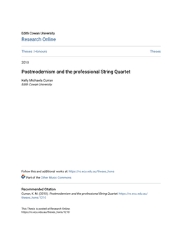 Postmodernism and the Professional String Quartet
