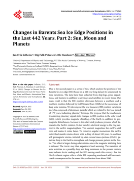 Changes in Barents Sea Ice Edge Positions in the Last 442 Years. Part 2: Sun, Moon and Planets