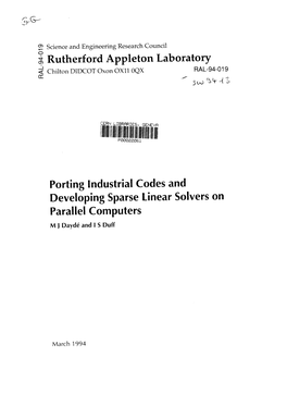 Porting Industrial Codes and Developing Sparse Linear Solvers on Parallel Computers