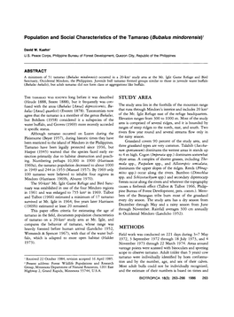 Population and Social Characteristics of the Tamarao (Bubalus Mindorensis)