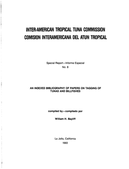 Inter·American Tropical Tuna Commission Comision Interamericana Del Atun Tropical