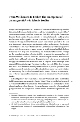 Fromwellhausen to Becker.The Emergence of Kulturgeschichte In