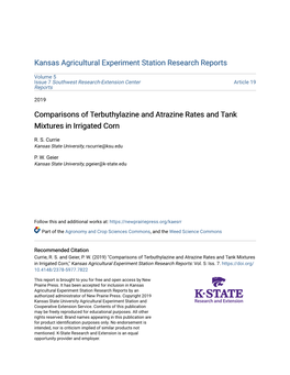 Comparisons of Terbuthylazine and Atrazine Rates and Tank Mixtures in Irrigated Corn