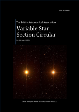 Variable Star Section Circular 182 Contains an Article About the Curious Variable Star, U Leo