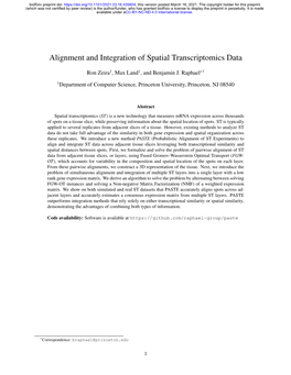 Alignment and Integration of Spatial Transcriptomics Data