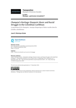 Transposition, 8 | 2019 Champeta’S Heritage: Diasporic Music and Racial Struggle in the Colombian Car