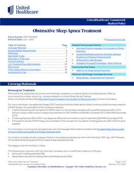 Obstructive Sleep Apnea Treatment – Commercial Medical Policy