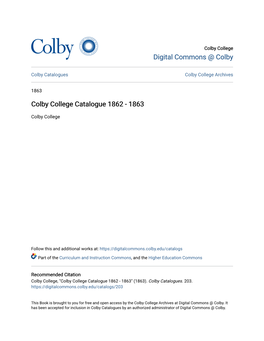 Colby College Catalogue 1862 - 1863
