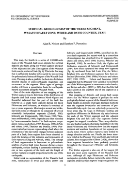 Surficial Geologic Map of the Weber Segment, Wasatch Fault Zone, Weber and Davis Counties, Utah