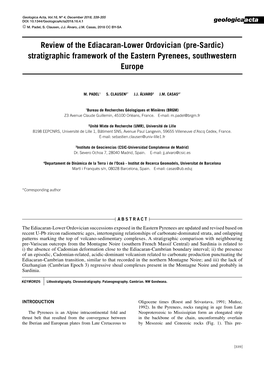 Review of the Ediacaran-Lower Ordovician (Pre-Sardic) Stratigraphic Framework of the Eastern Pyrenees, Southwestern Europe