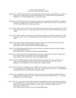 Sockeye Salmon Reference List – Procite Search Results November 16, 2005