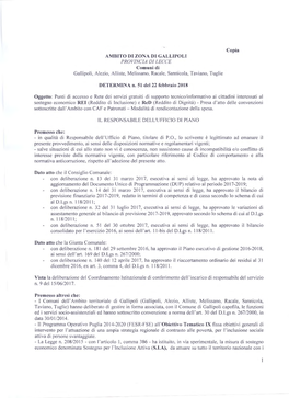 AMBITO DI ZONA DI GALLIPOLI PROVINCIA DI LECCE Comuni Di Gallipoli, Alezio, Alliste, Melissano, Racale, Sannicola, Taviano, Tuglie