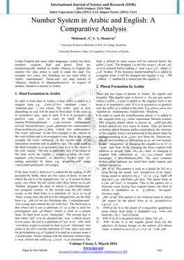 Number System in Arabic and English: a Comparative Analysis