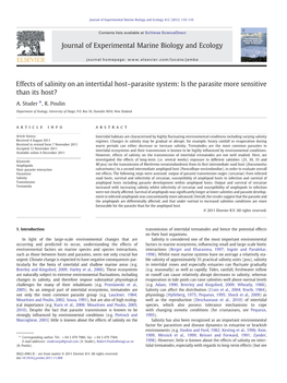 Effects of Salinity on an Intertidal Host–Parasite System: Is the Parasite More Sensitive Than Its Host?