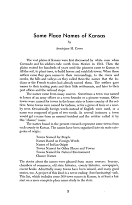 Some Place Names of Kansas Mderstanding, She Could Not Help by Successful in Beginning Her Study ~E Or Four Months Ago Did She Anniejane H