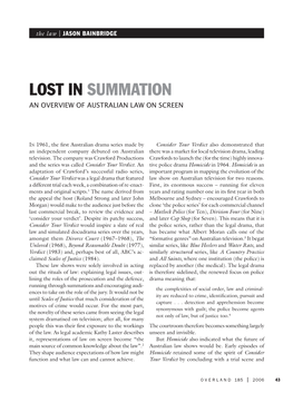 Lost in Summation an Overview of Australian Law on Screen