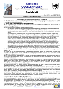 OGGELSHAUSEN Amtsblatt