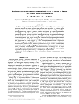 Radiation Damage and Uranium Concentration in Zircon As Assessed by Raman Spectroscopy and Neutron Irradiation