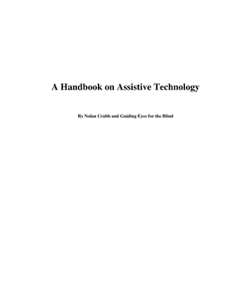 A Handbook on Assistive Technology