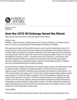 How the 1973 Oil Embargo Saved the Planet