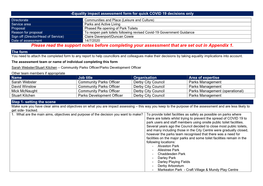 Equality Impact Assessment Form for Quick COVID 19 Decisions Only