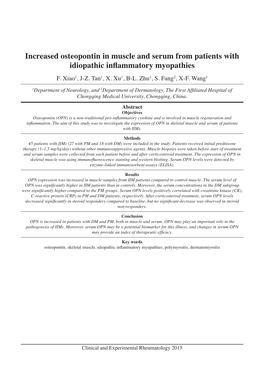 Increased Osteopontin in Muscle and Serum from Patients with Idiopathic Inflammatory Myopathies F