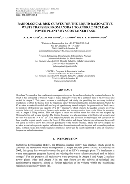 Radiological Risk Curves for the Liquid Radioactive Waste Transfer from Angra 1 to Angra 2 Nuclear Power Plants by a Container Tank