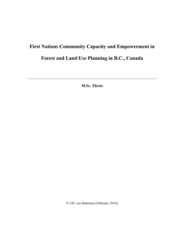 First Nations Community Capacity and Empowerment in Forest and Land