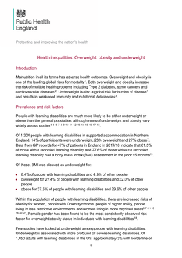 Health Inequalities: Overweight, Obesity and Underweight