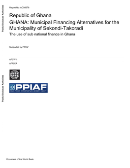 Municipal Financing Alternatives for the Municipality of Sekondi-Takoradi