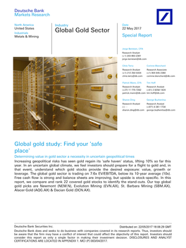 Global Gold Sector Metals & Mining Special Report