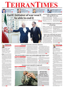Zarif: Initiator of War Won't Be Able to End It
