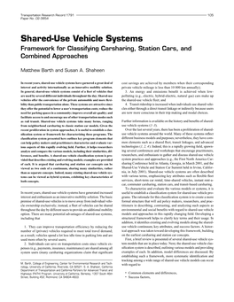Shared-Use Vehicle Systems Framework for Classifying Carsharing, Station Cars, and Combined Approaches