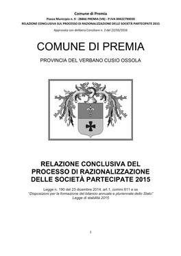 Comune Di Premia Piazza Municipio N