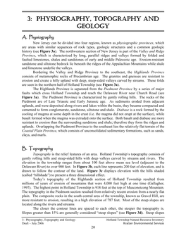 Physiography, Topography and Geology