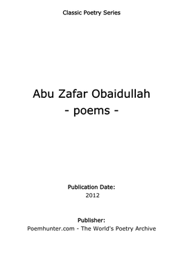 Abu Zafar Obaidullah - Poems