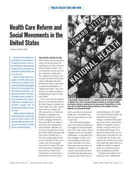 Health Care Reform and Social Movements in the United States