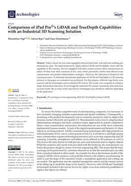 Comparison of Ipad Pro®'S Lidar and Truedepth Capabilities with An