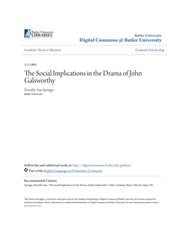 The Social Implications in the Drama of John Galsworthy