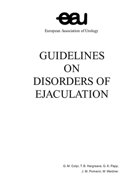EAU Guidelines on Disorders of Ejaculation 2001
