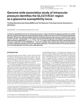 Genome-Wide Association Study of Intraocular Pressure Identifies The