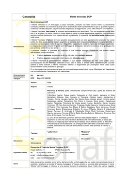 Generalità Monte Veronese DOP