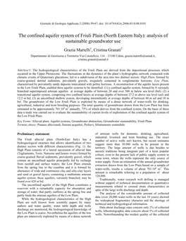 The Confined Aquifer System of Friuli Plain (North Eastern Italy): Analysis of Sustainable Groundwater Use