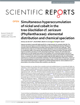 Simultaneous Hyperaccumulation of Nickel and Cobalt in the Tree Glochidion Cf