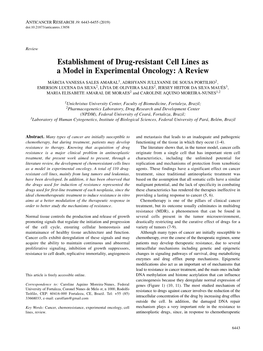 Establishment of Drug-Resistant Cell Lines As a Model in Experimental