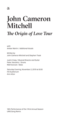 John Cameron Mitchell the Origin of Love Tour