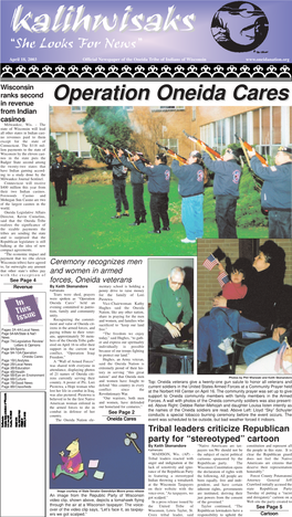 April 18, 2003 Official Newspaper of the Oneida Tribe of Indians of Wisconsin