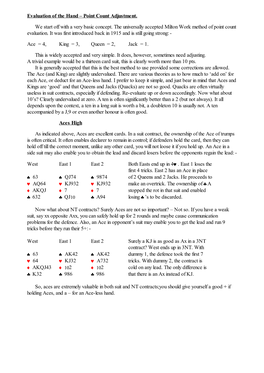 Evaluation of the Hand – Point Count Adjustment